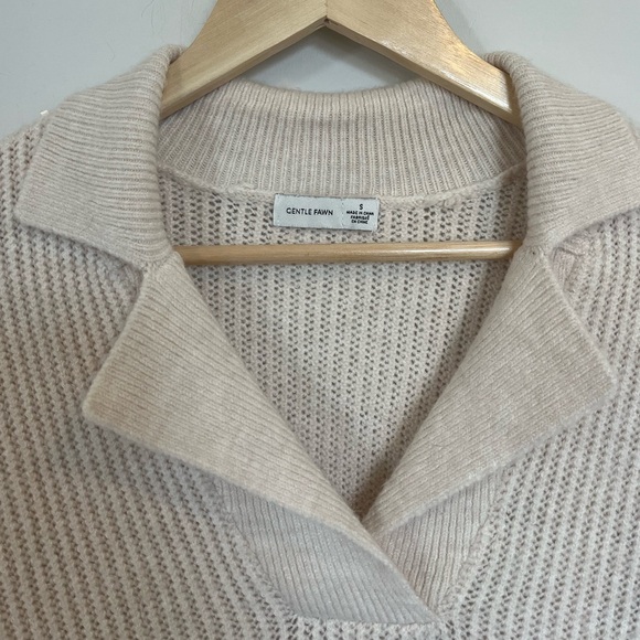 Gentle Fawn Astoria Sweater Knit Collared Oatmeal Cream V Neck Academia Size S - Picture 6 of 10